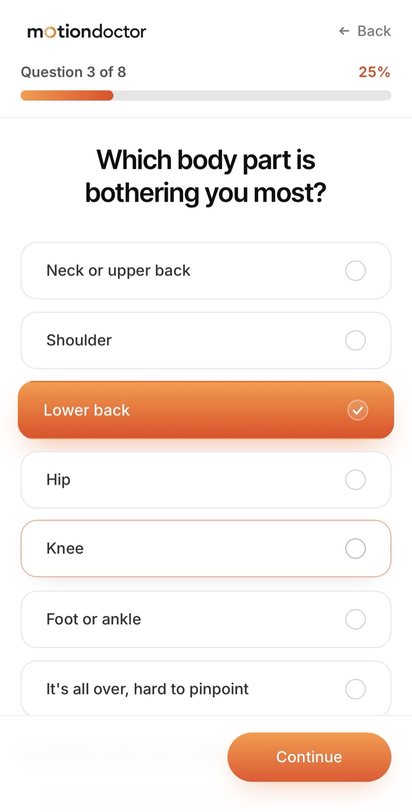 Motion Doctor app screen