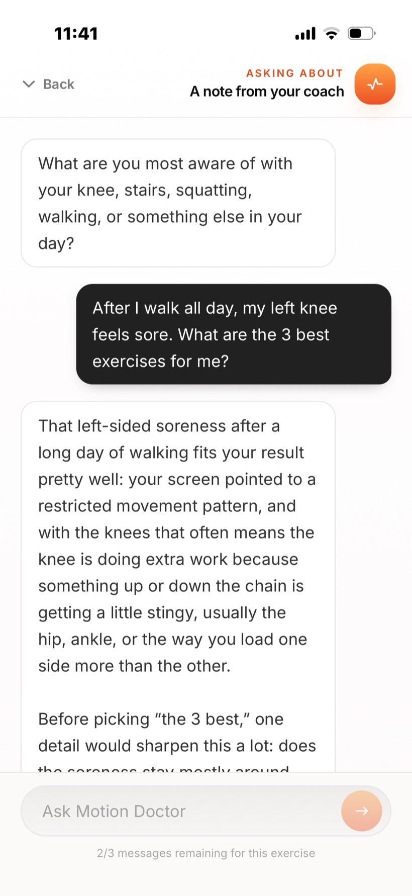 Motion Doctor app screen